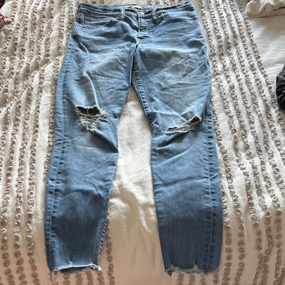 Madewell Light Blue Distressed Ankle Jeans